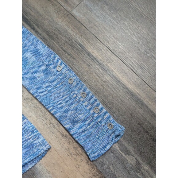 SUNDANCE Create Beauty Henley Knit Top Sweater Blue Ribbed Space Dyed Size Large - Picture 2 of 6